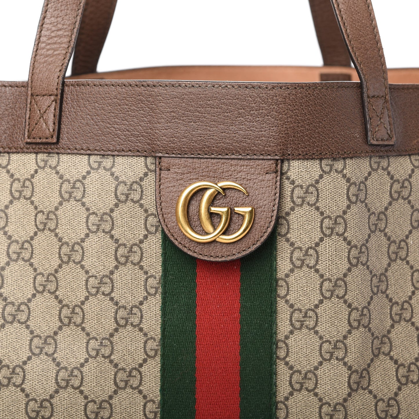GG Supreme Monogram Web Large Ophidia Tote Brown