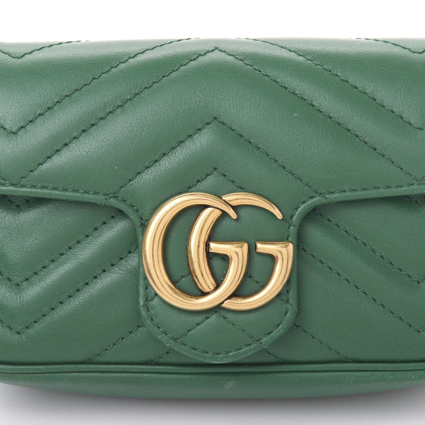 Calfskin Matelasse Super Mini GG Marmont Shoulder Bag Emerald Green