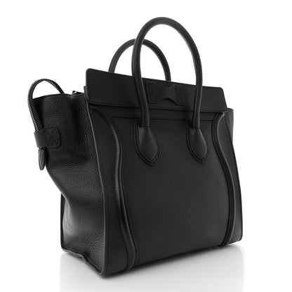 Celine Drummed Calfskin Mini Luggage Black 2 of 10