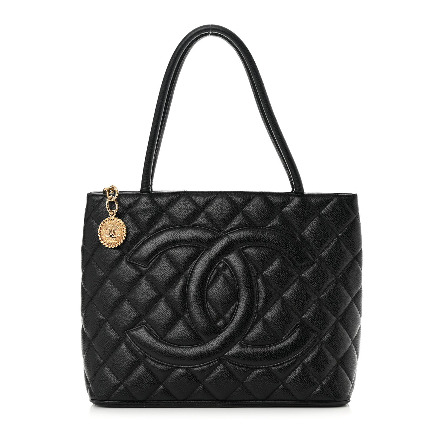 Caviar Quilted Medallion Tote Black