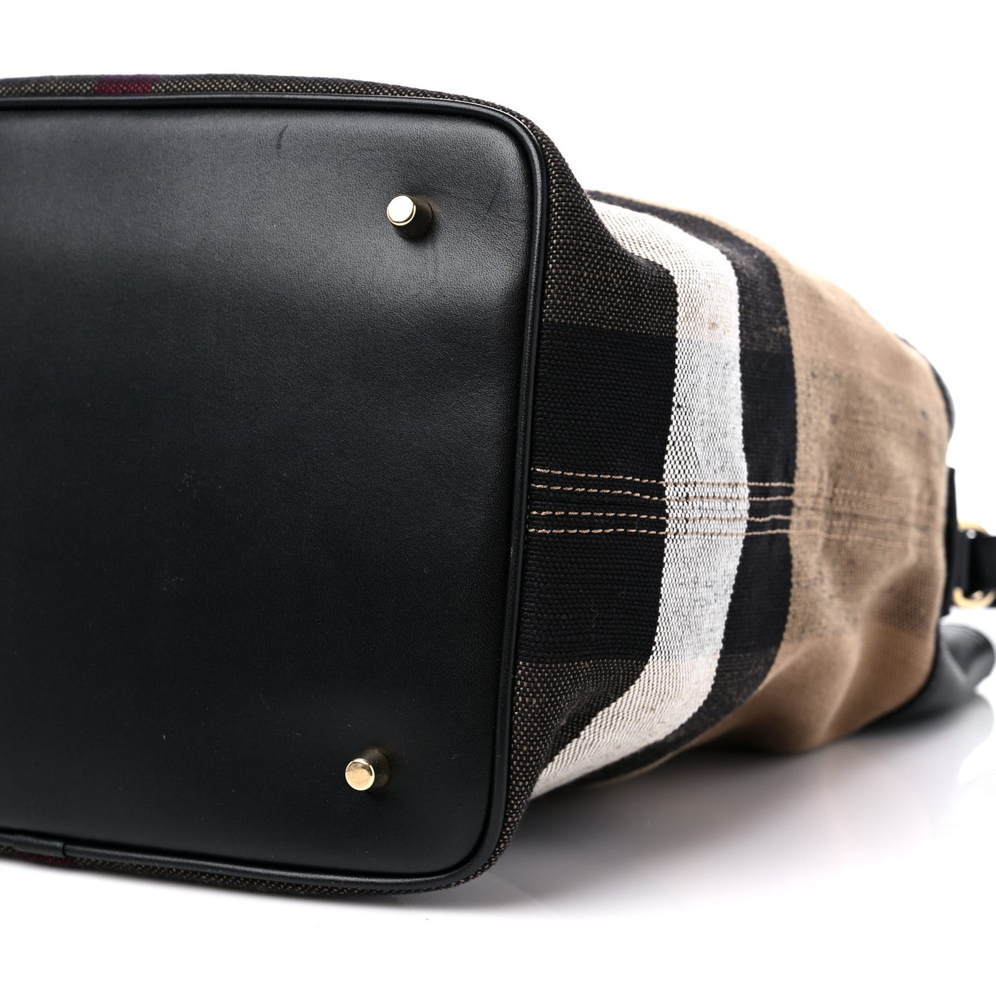 Grainy Calfskin Canvas Mega Check Medium Ashby Tassel Hobo Black
