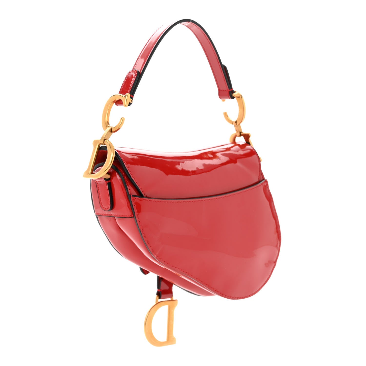 Christian Dior Patent Mini Saddle Bag Red 3 of 12