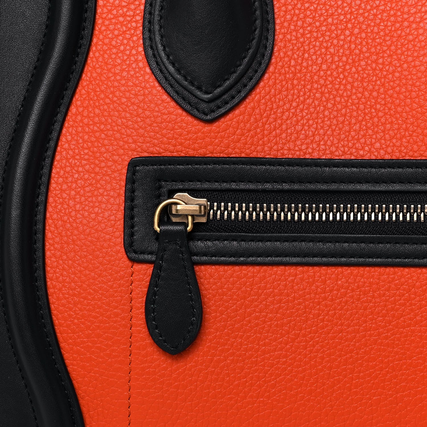 Celine Drummed Calfskin Micro Tri-Color Luggage Bright Orange 8 of 15