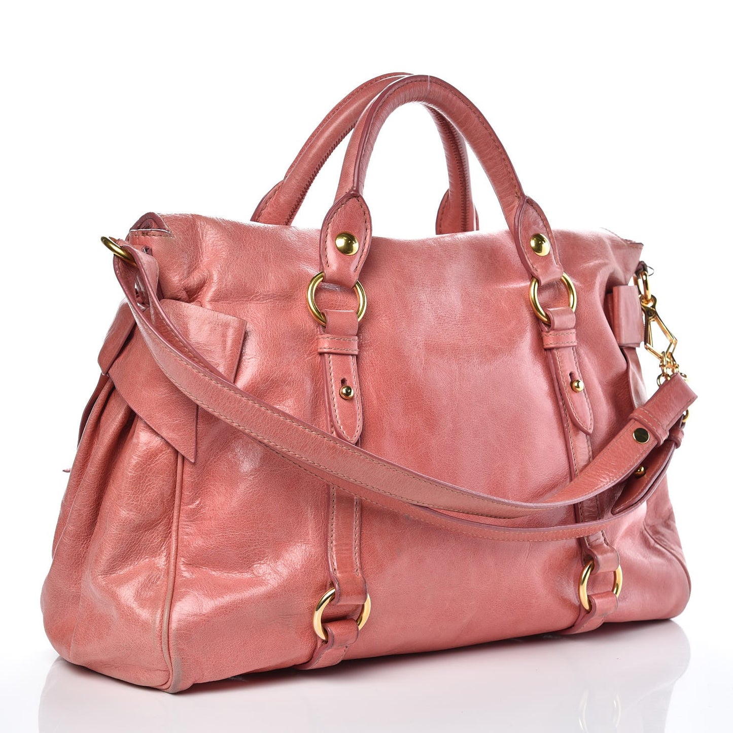Vitello Medium Bow Satchel Pink