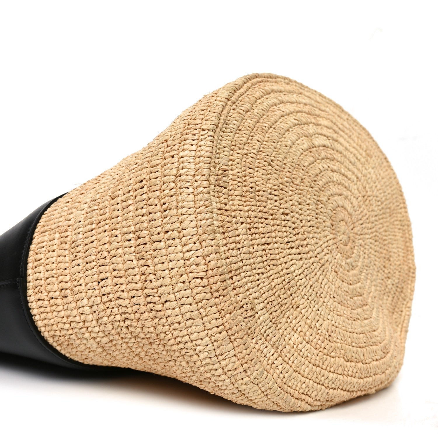 Celine Raffia Calfskin Basket Bag Natural Black 10 of 11