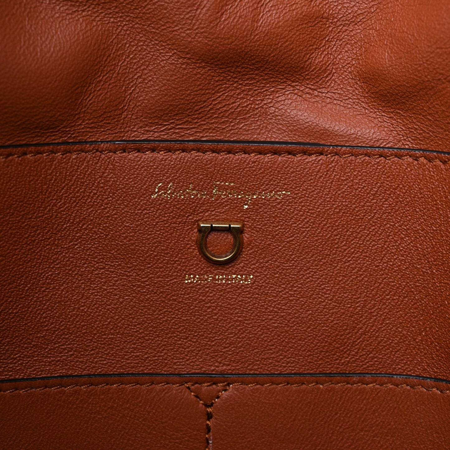 Calfskin Gancini Trifolio Tote Bag Siena Tan