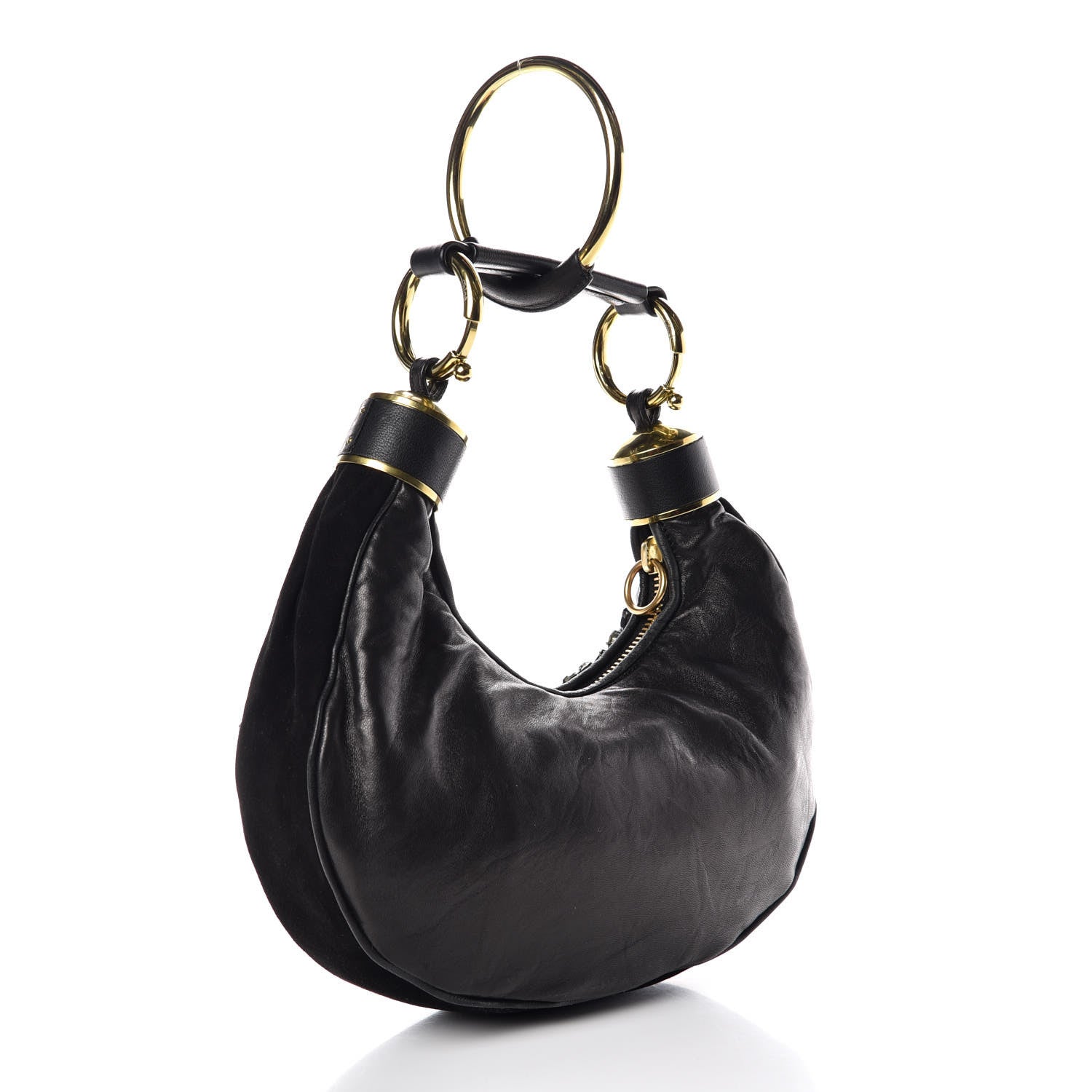Chloe Lambskin Suede Crystal Beaded Bracelet Bag Black 3 of 9