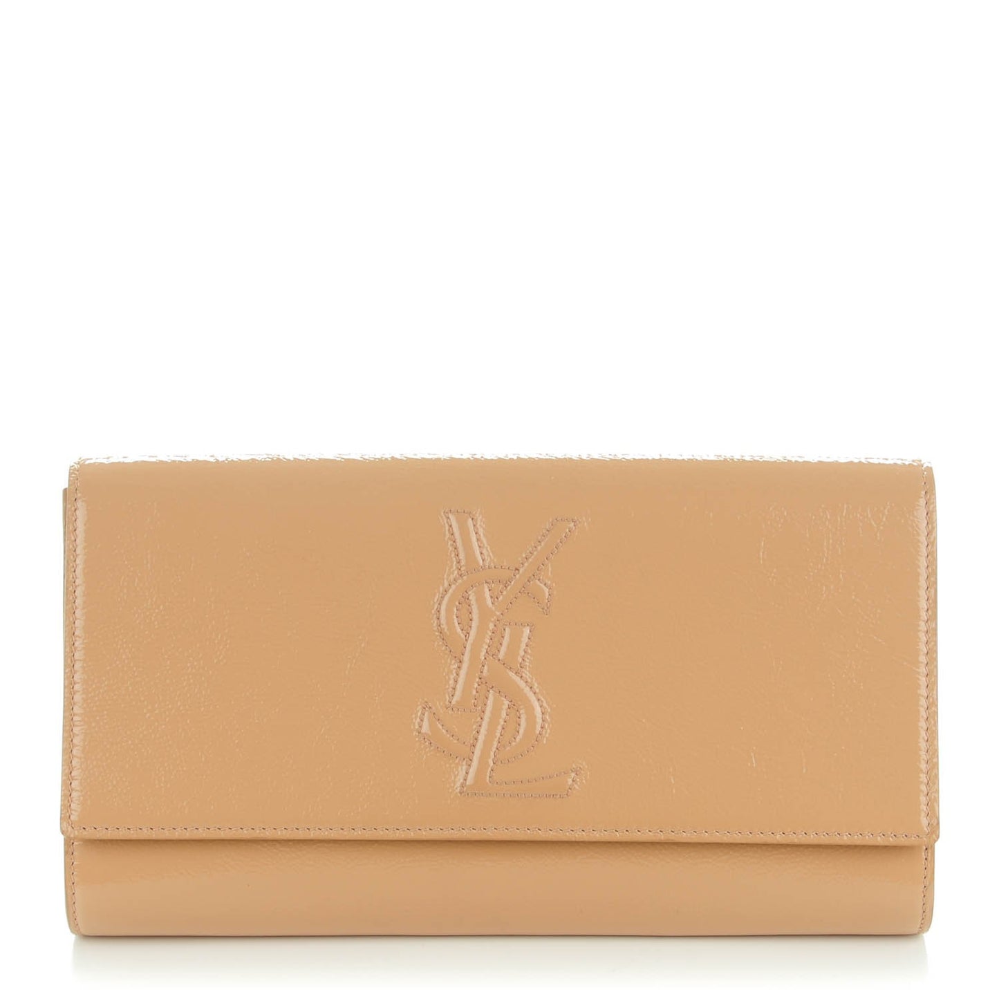 Textured Patent Calfskin Monogram Large Belle De Jour Clutch Nude