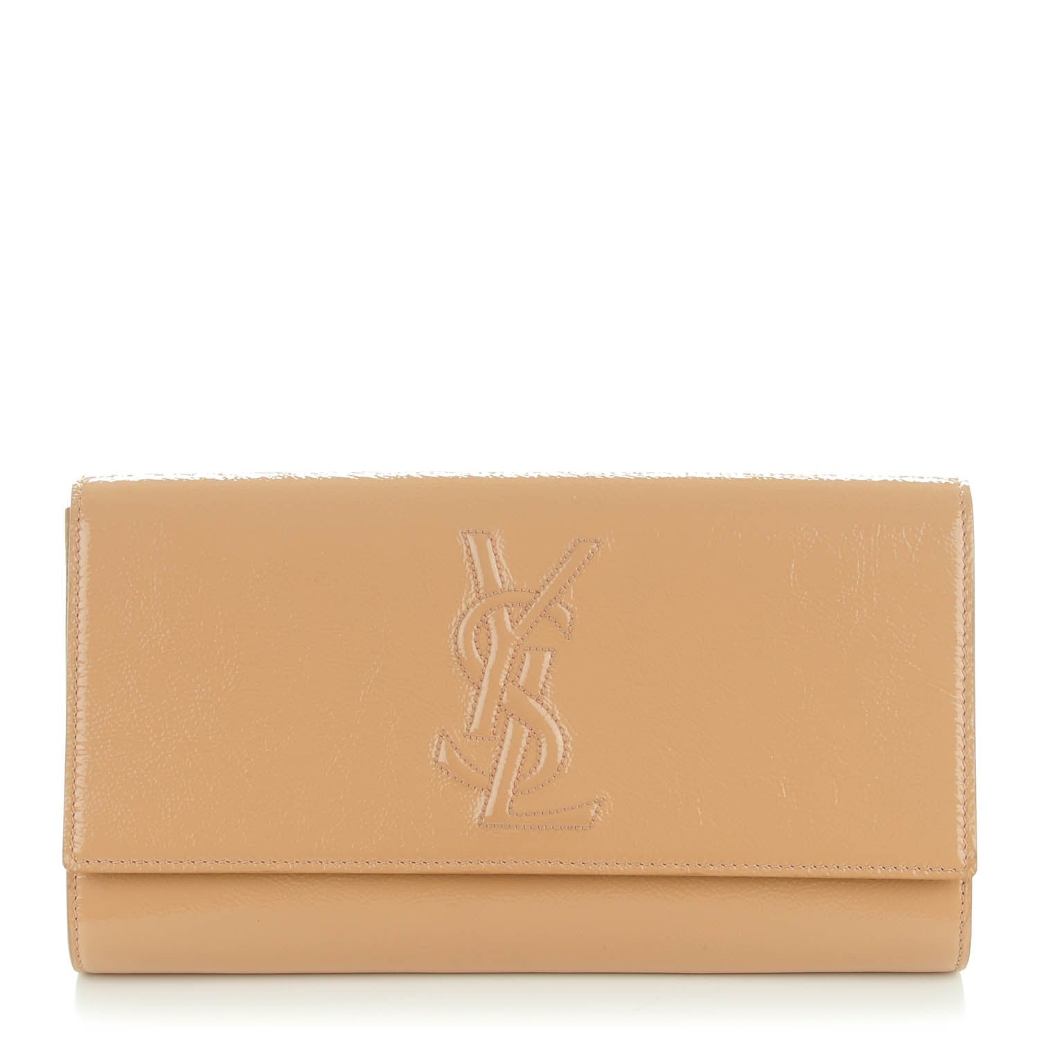 Saint Laurent Textured Patent Calfskin Monogram Large Belle De Jour Clutch Nude 1 of 9