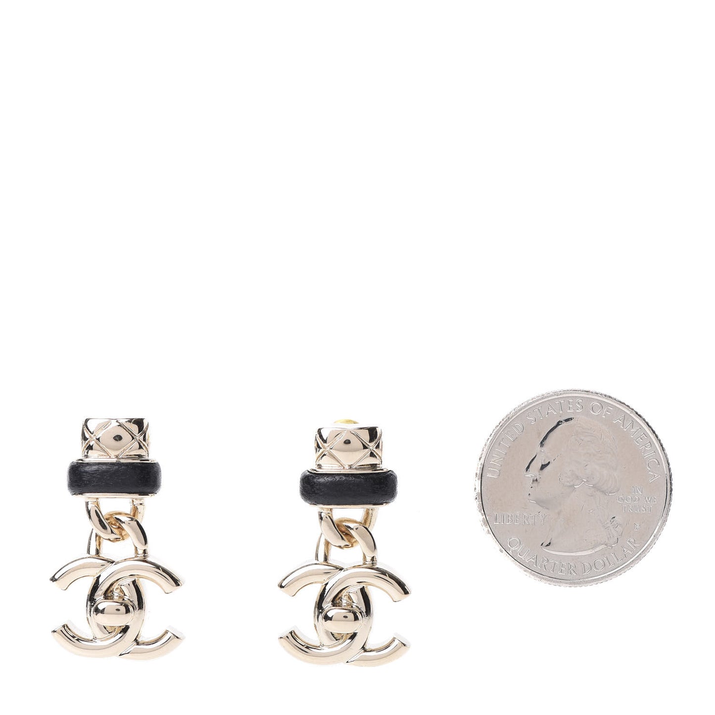 Lambskin CC Turnlock Drop Earrings Gold Black