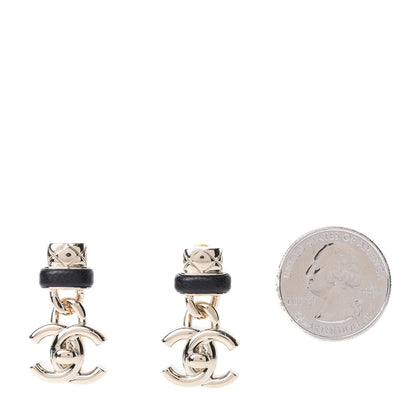 Chanel Lambskin CC Turnlock Drop Earrings Gold Black 2 of 5