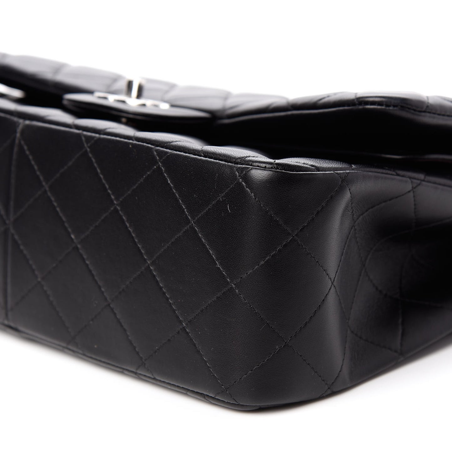 Lambskin Quilted Jumbo Double Flap Black
