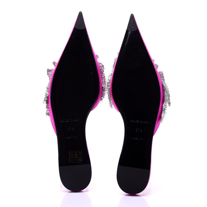 Balenciaga Satin Sequin Embellished Slash Slippers 37.5 Fuchsia 10 of 11