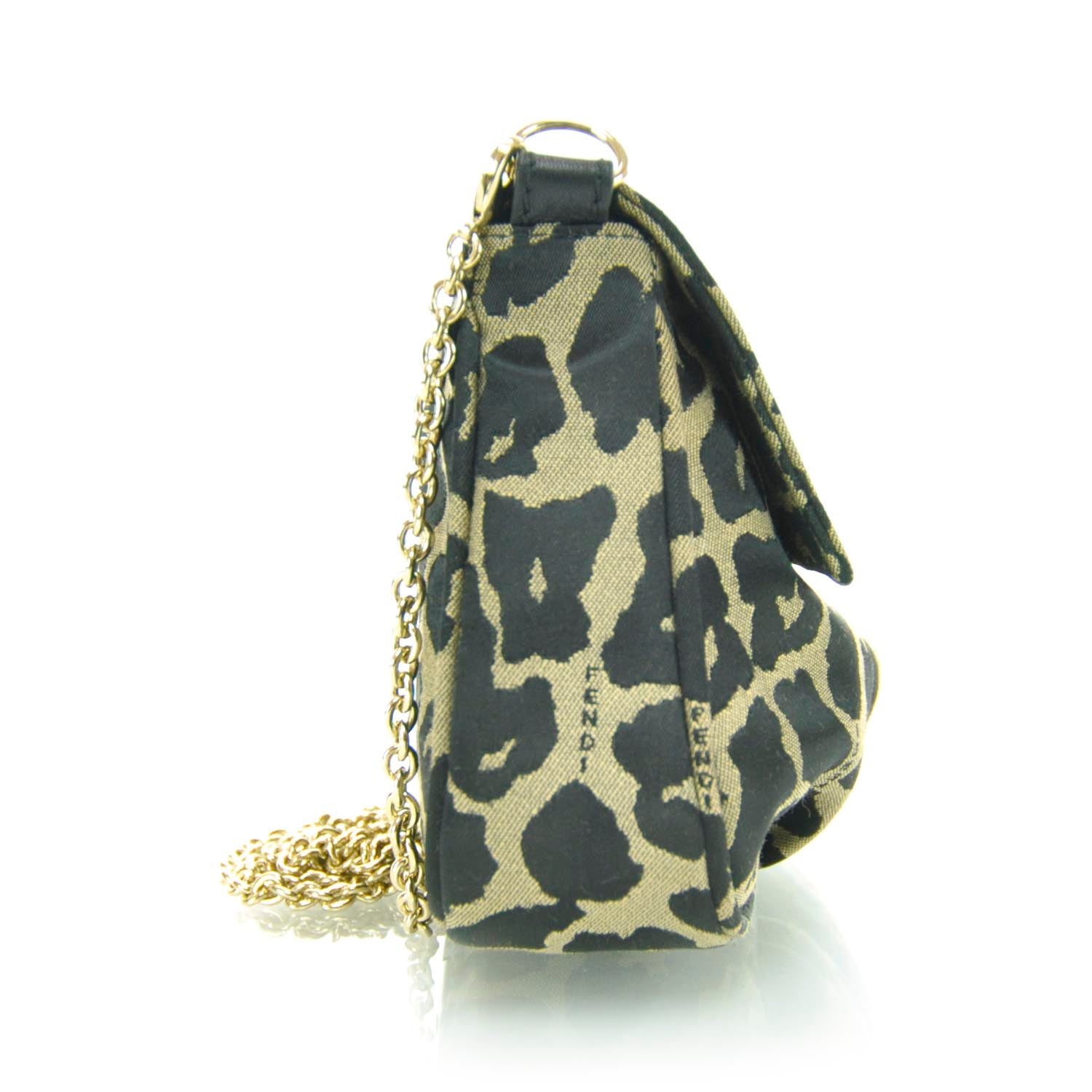 Fendi Jacquard Leopard Print Fendista Pouchette Crossbody Taupe Black 7 of 13