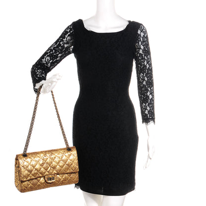 Chanel Buffalo Leather Hand Painted Lace 2.55 Reissue 226 Flap Gold 2 of 8