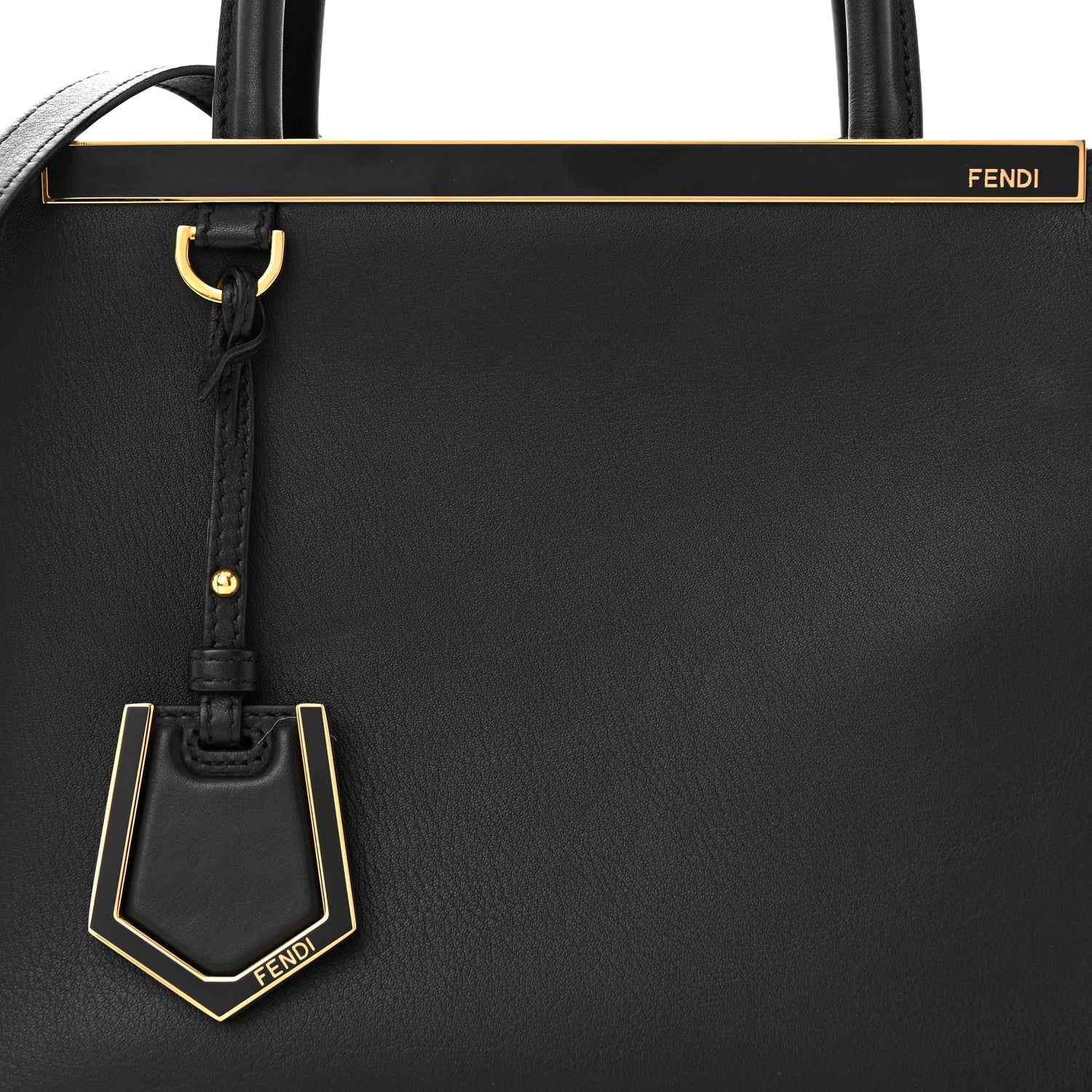 Fendi Vitello Dolce Century Petite 2Jours Tote Black Carbone 8 of 11