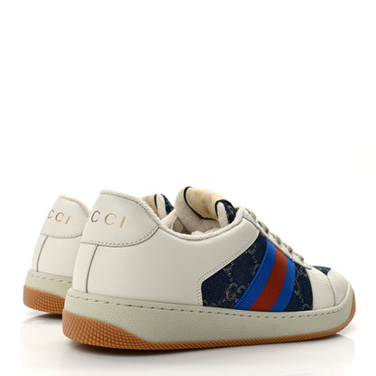 Gucci Denim GG Monogram Calfskin Web Womens Screener Sneakers 40.5 Blue Tea New Mystic White 4 of 10
