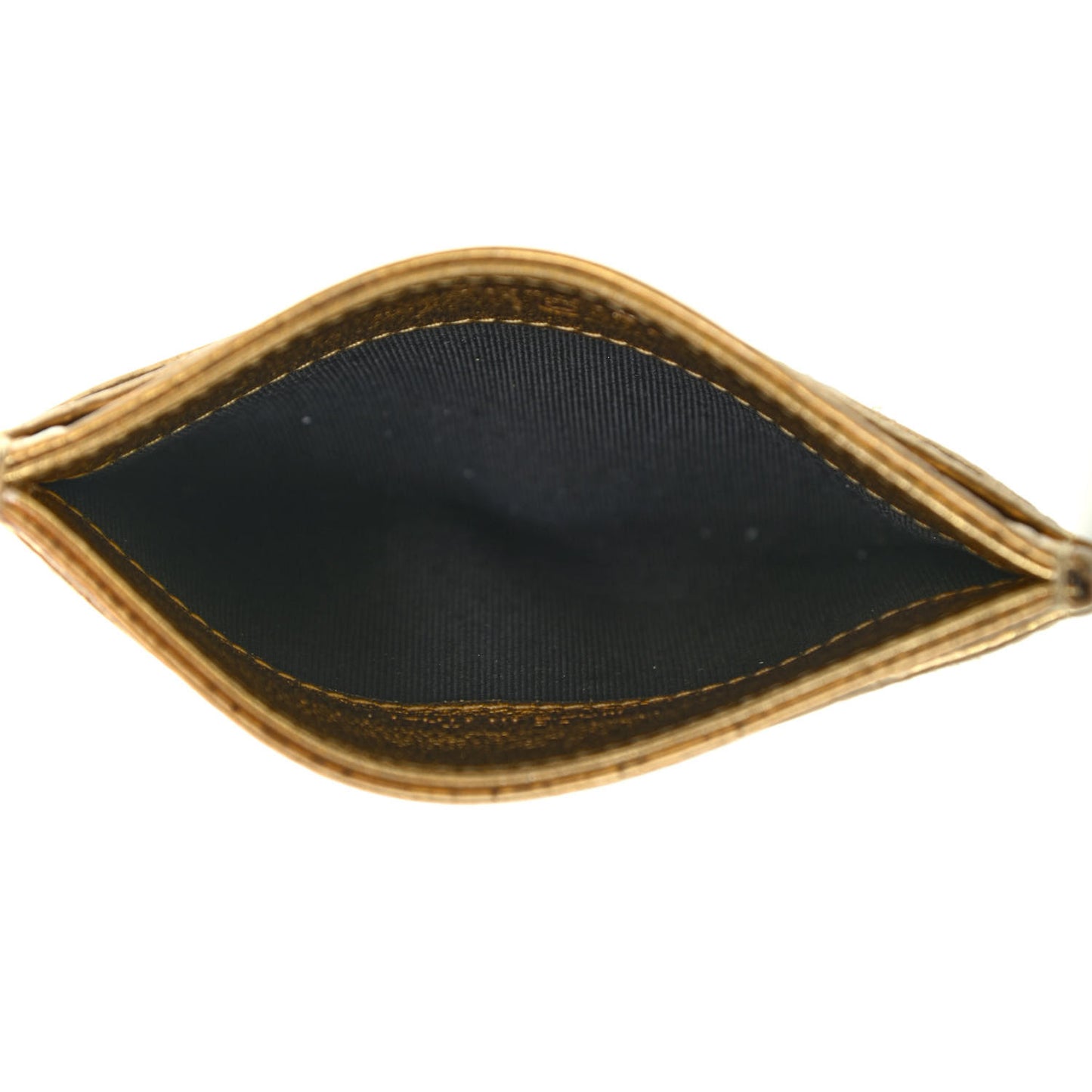 Metallic Calfskin Crocodile Embossed Cocodile Card Holder Gold