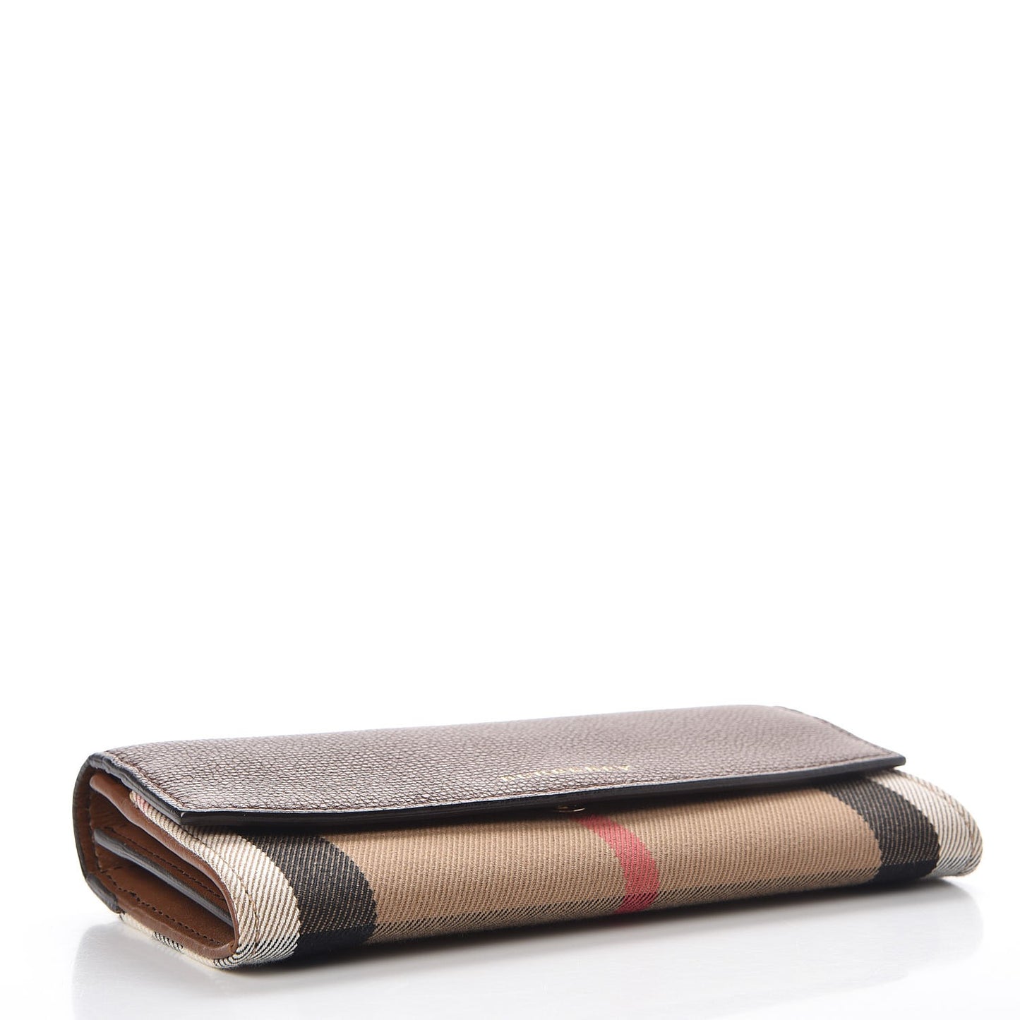 Grainy Calfskin House Check Continental Wallet Tan