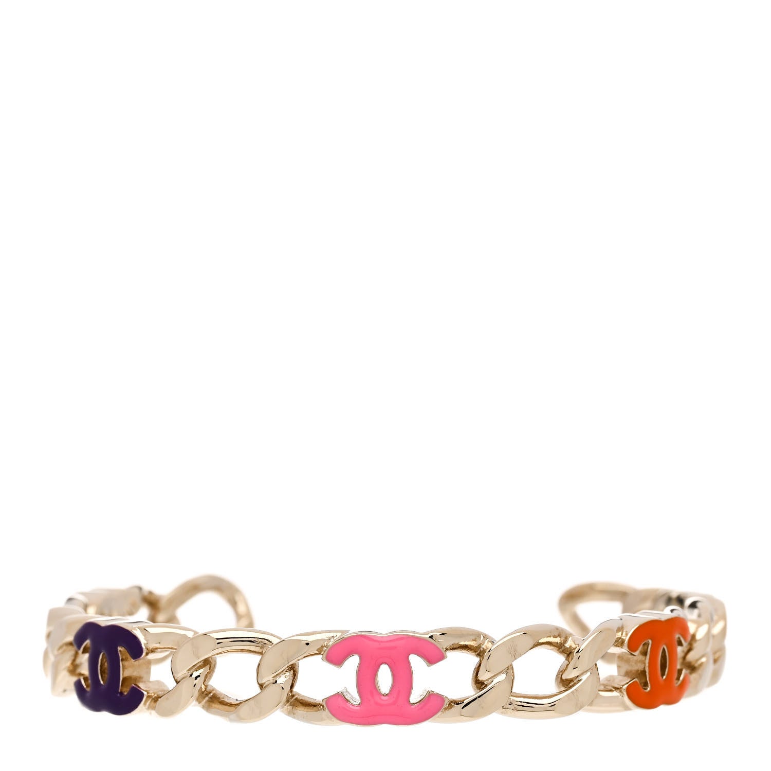 Chanel Enamel CC Chain Link Cuff Bracelet Gold Multicolor 1 of 3