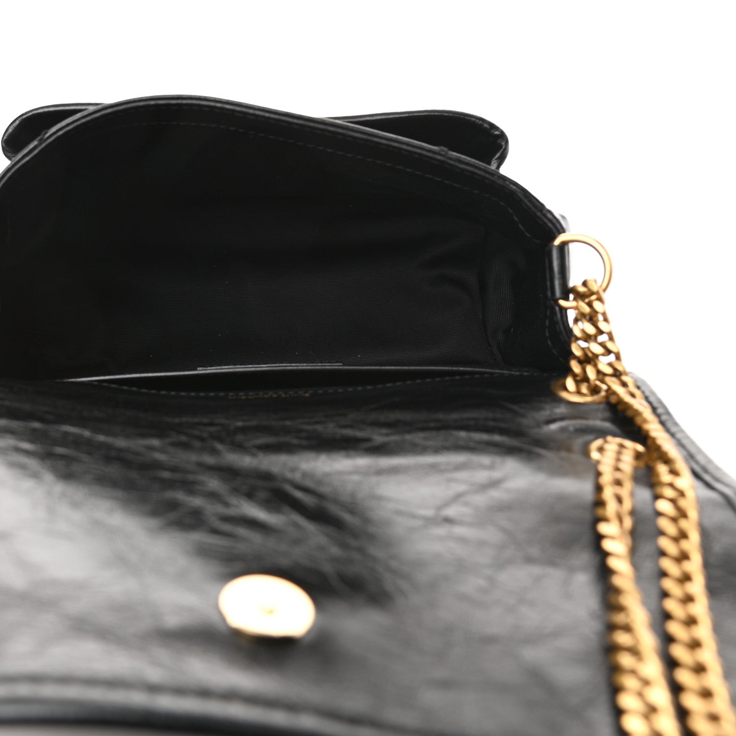 Saint Laurent Crinkled Lambskin Matelasse Monogram Baby Niki Chain Satchel Black 5 of 7
