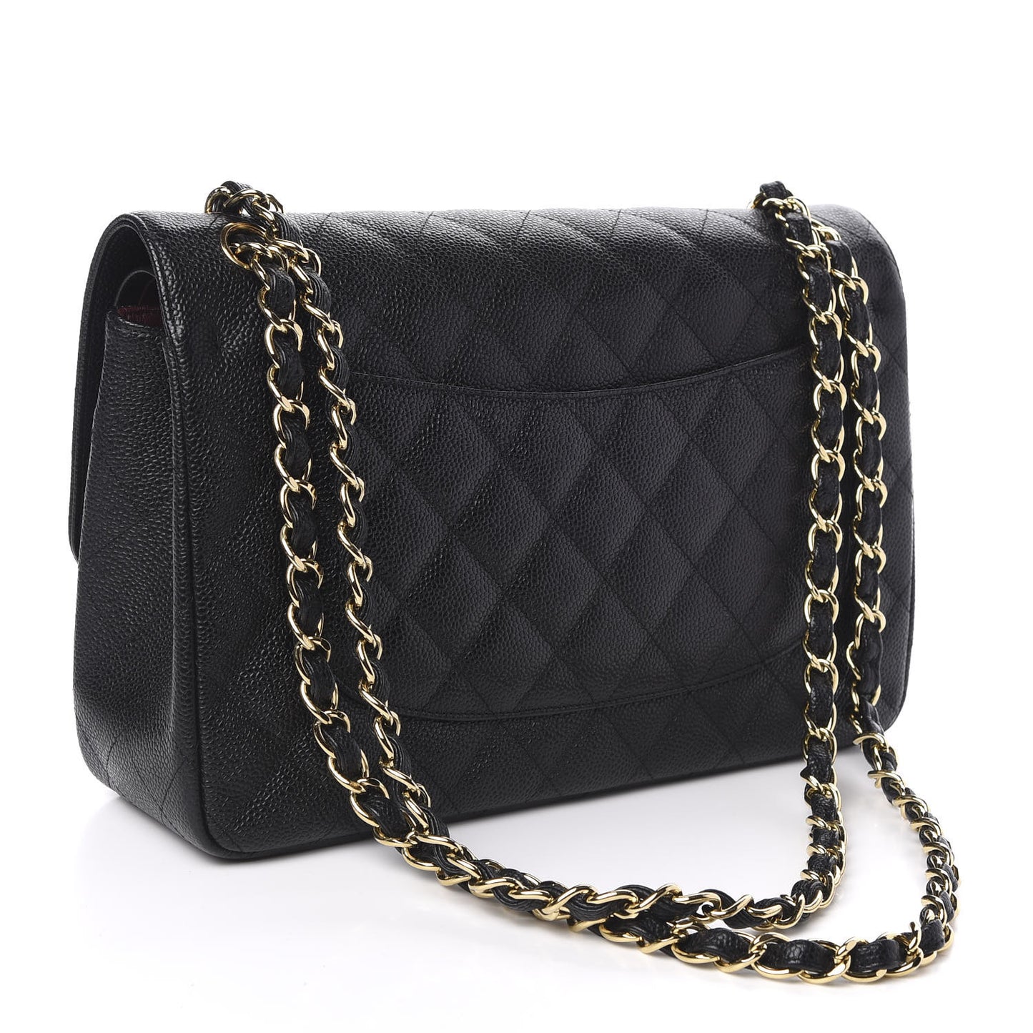 Caviar Quilted Jumbo Double Flap Black