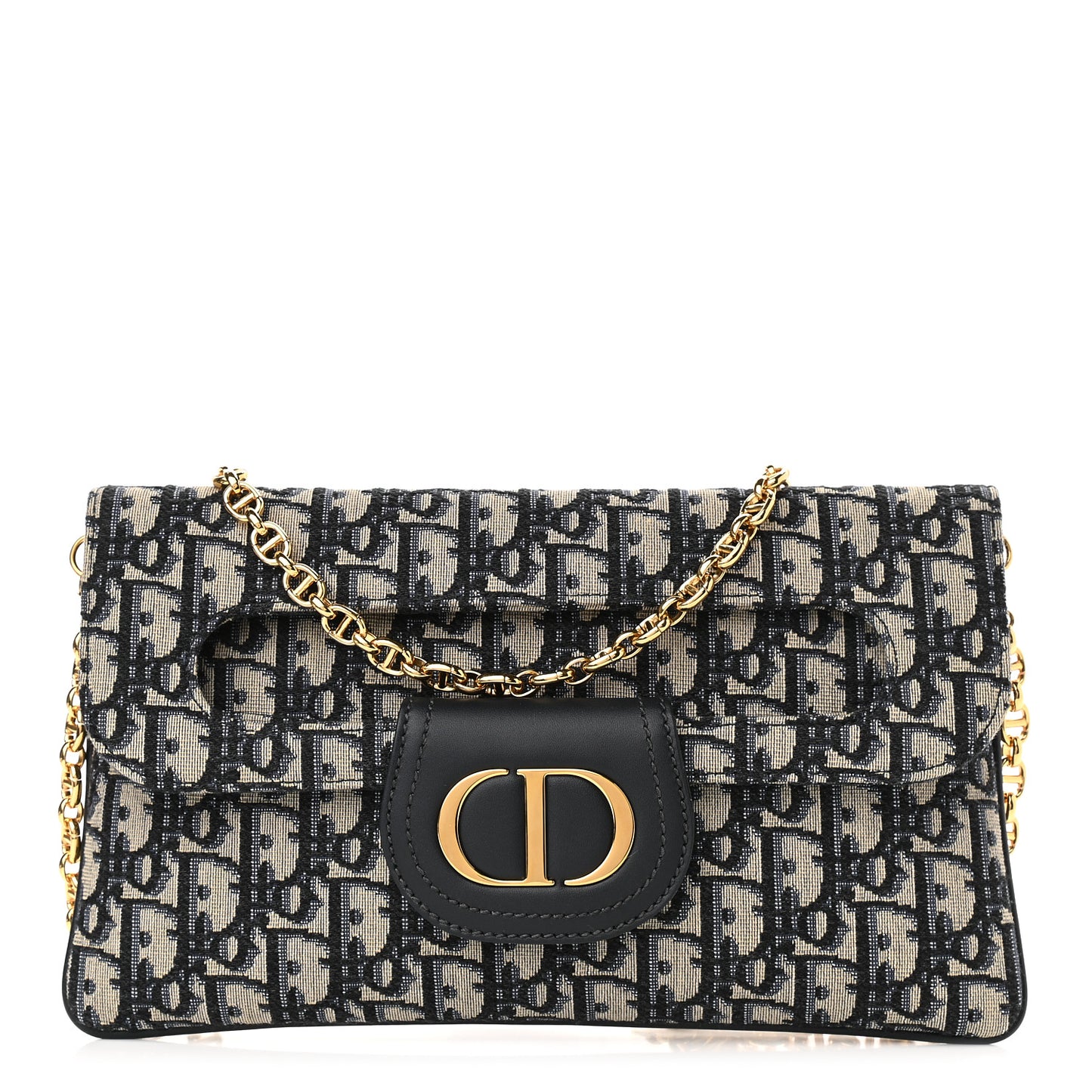 Oblique Medium Diordouble Chain Bag Blue