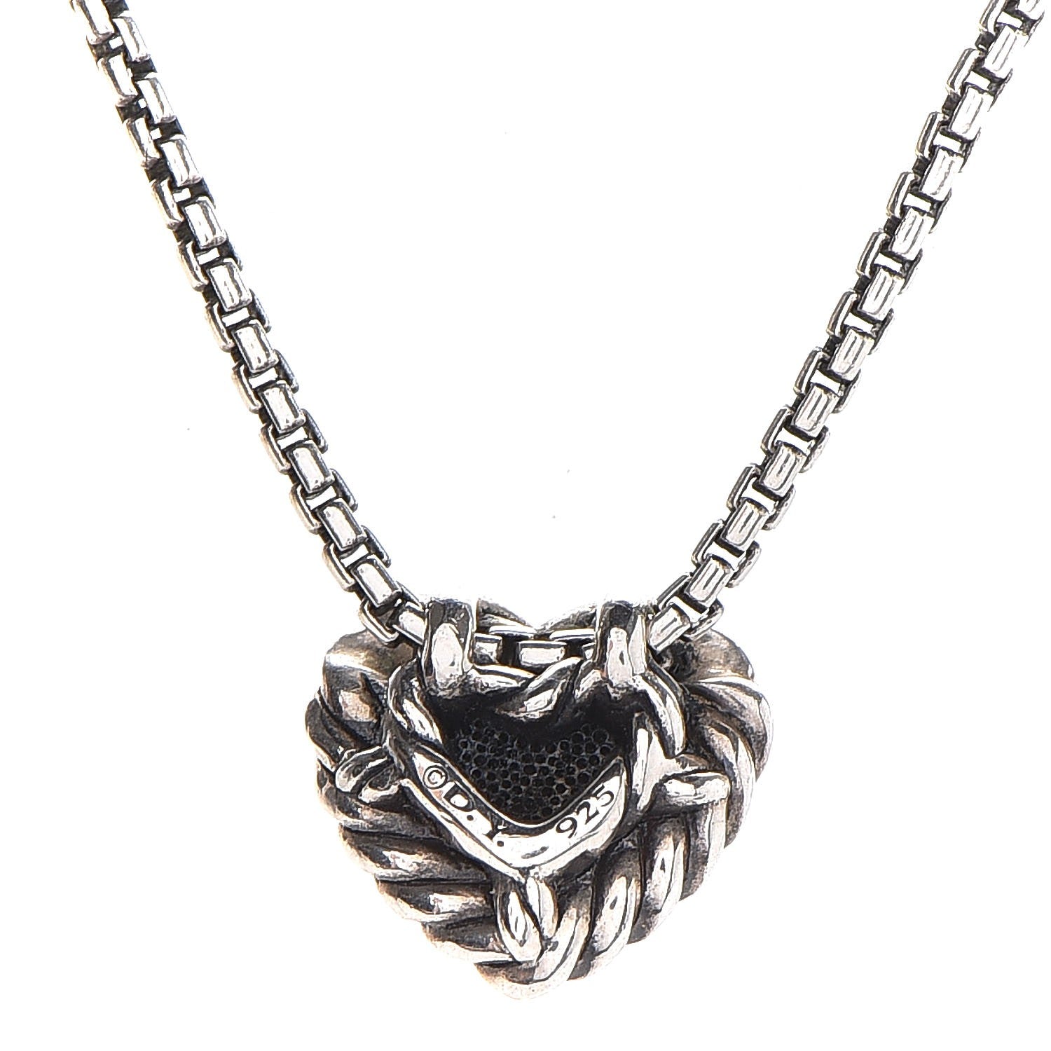 David Yurman Sterling Silver Pink Sapphire Petite Pave Heart Pendant Necklace 5 of 14