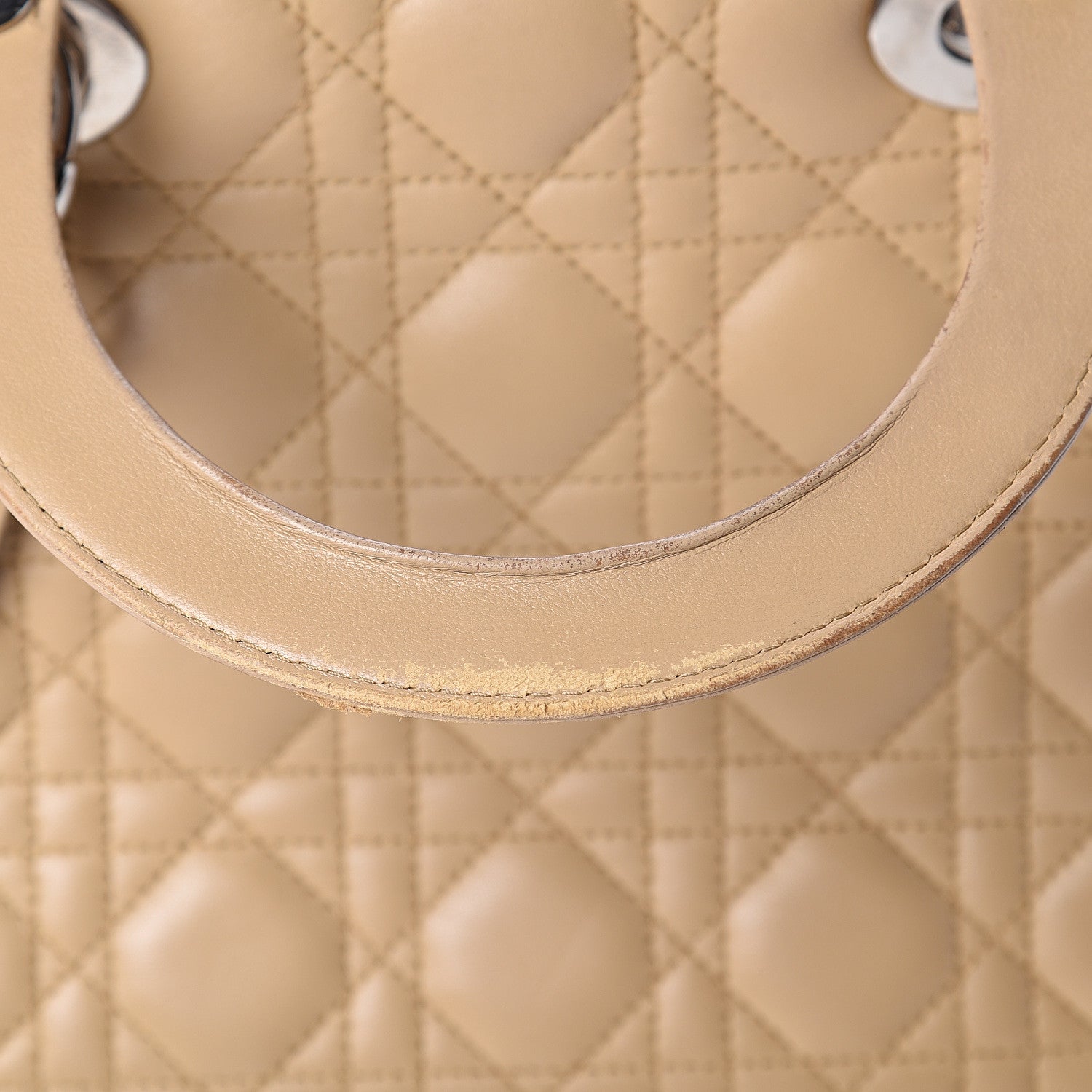 Christian Dior Lambskin Cannage Medium Lady Dior Beige 12 of 13