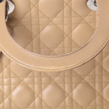 Christian Dior Lambskin Cannage Medium Lady Dior Beige 12 of 13