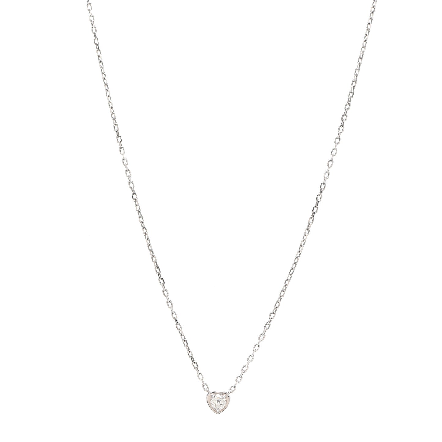 18K White Gold Diamond D'Amour Heart Pendant Necklace