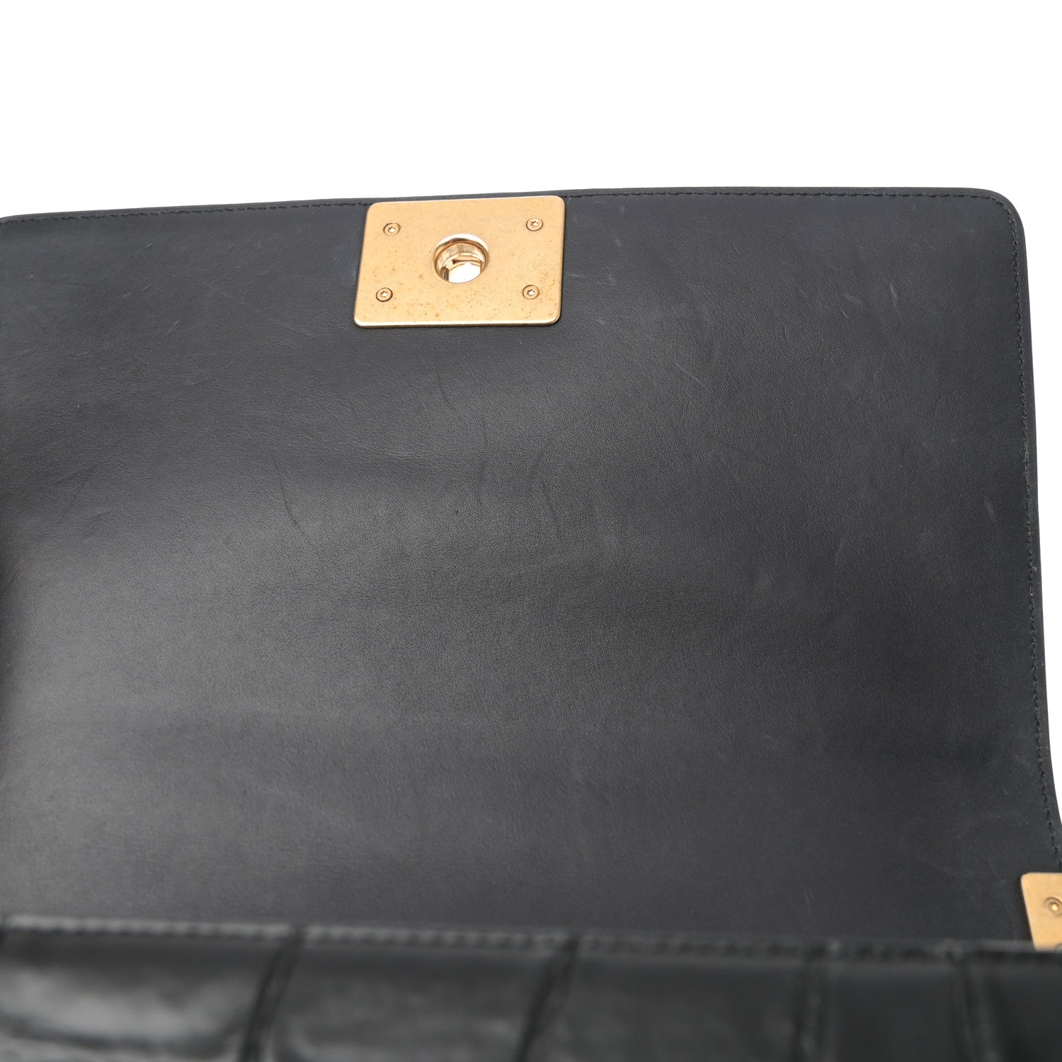 Chanel Calfskin Crocodile Embossed Graffiti Cocodile Medium Boy Flap Black Gold 11 of 16