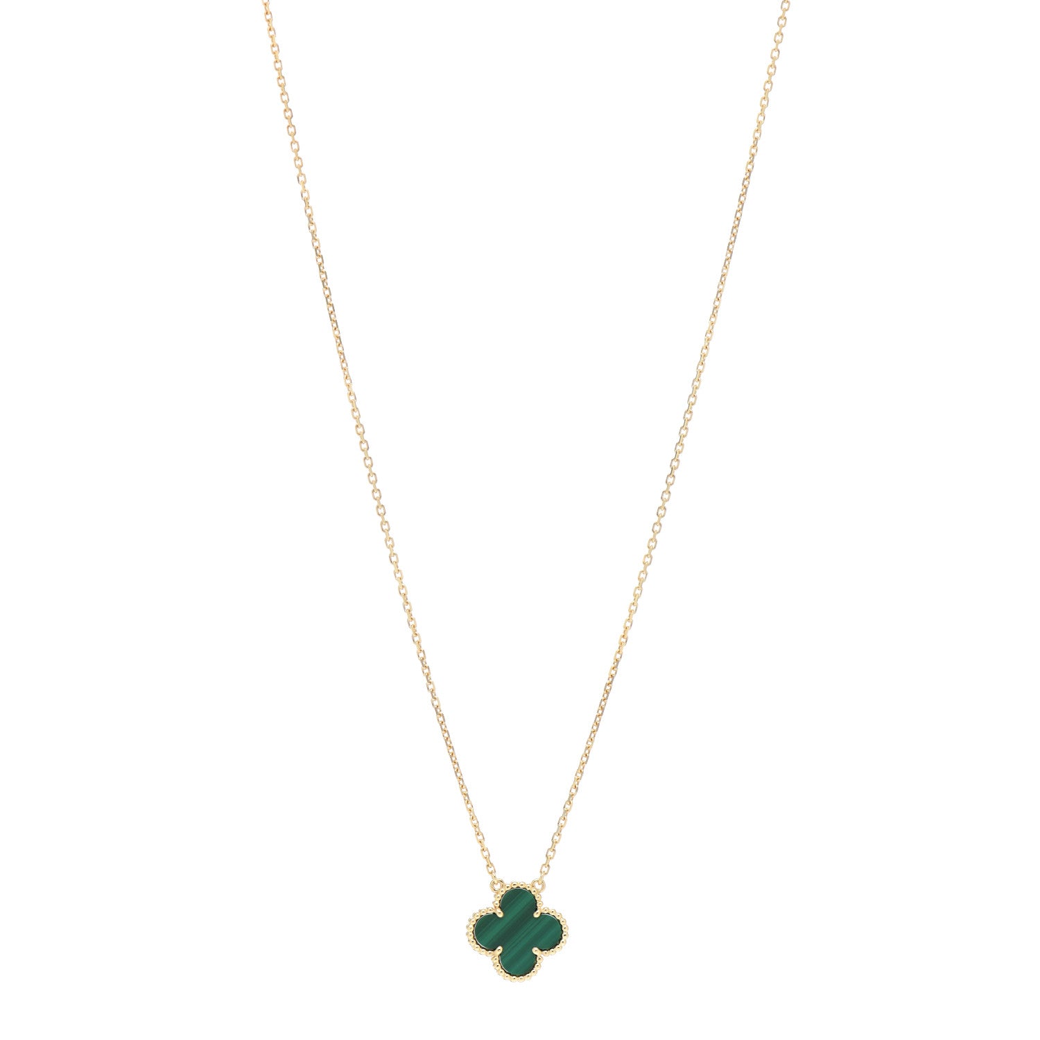 Van Cleef & Arpels 18K Yellow Gold Malachite Vintage Alhambra Pendant Necklace 1 of 4
