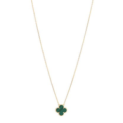 Van Cleef & Arpels 18K Yellow Gold Malachite Vintage Alhambra Pendant Necklace 1 of 4