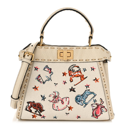 Fendi Canvas Cuoio Romano Selleria Astrology Mini Peekaboo Iconic Satchel Camelia 1 of 8