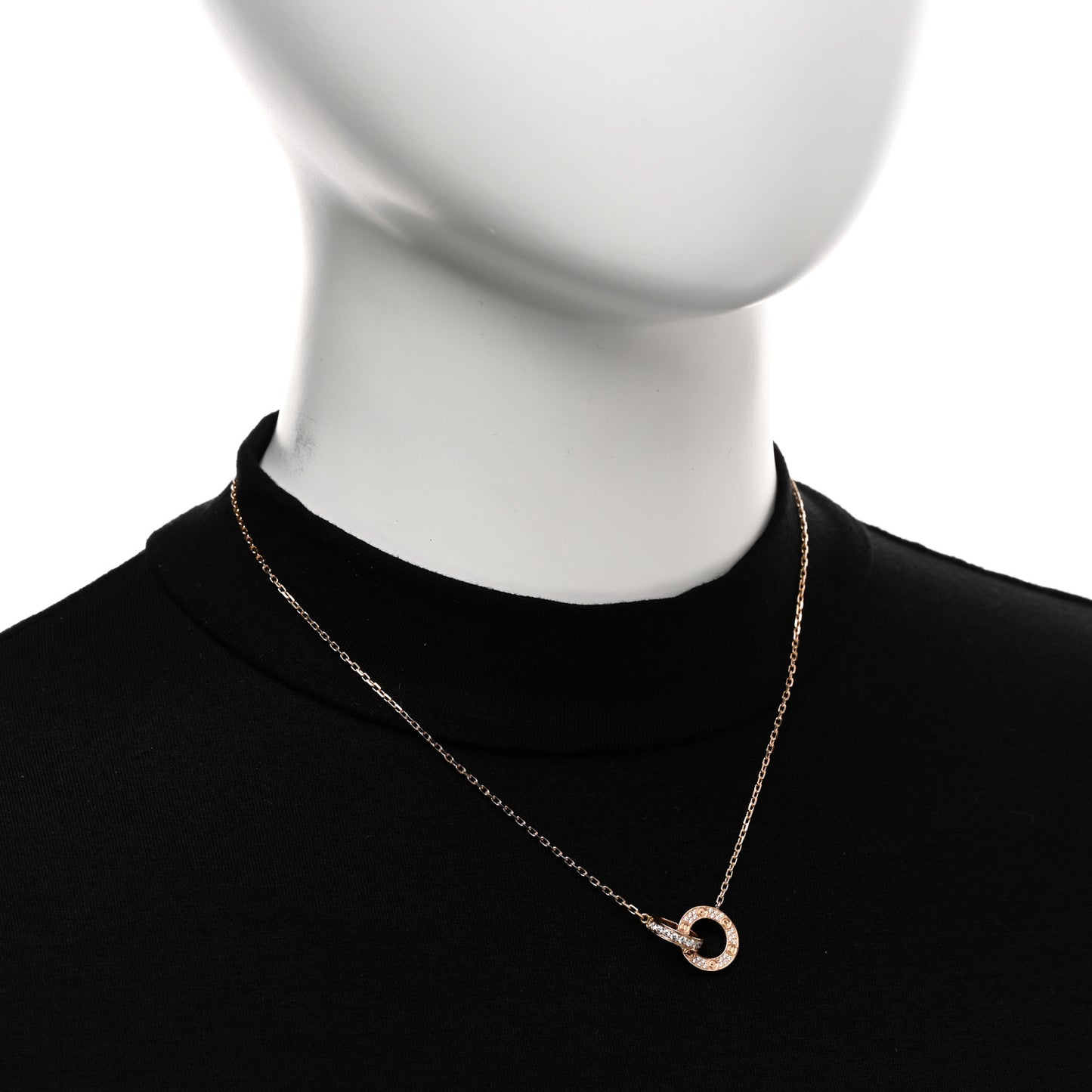 18K Pink Gold Diamond Interlocking LOVE Paved Necklace