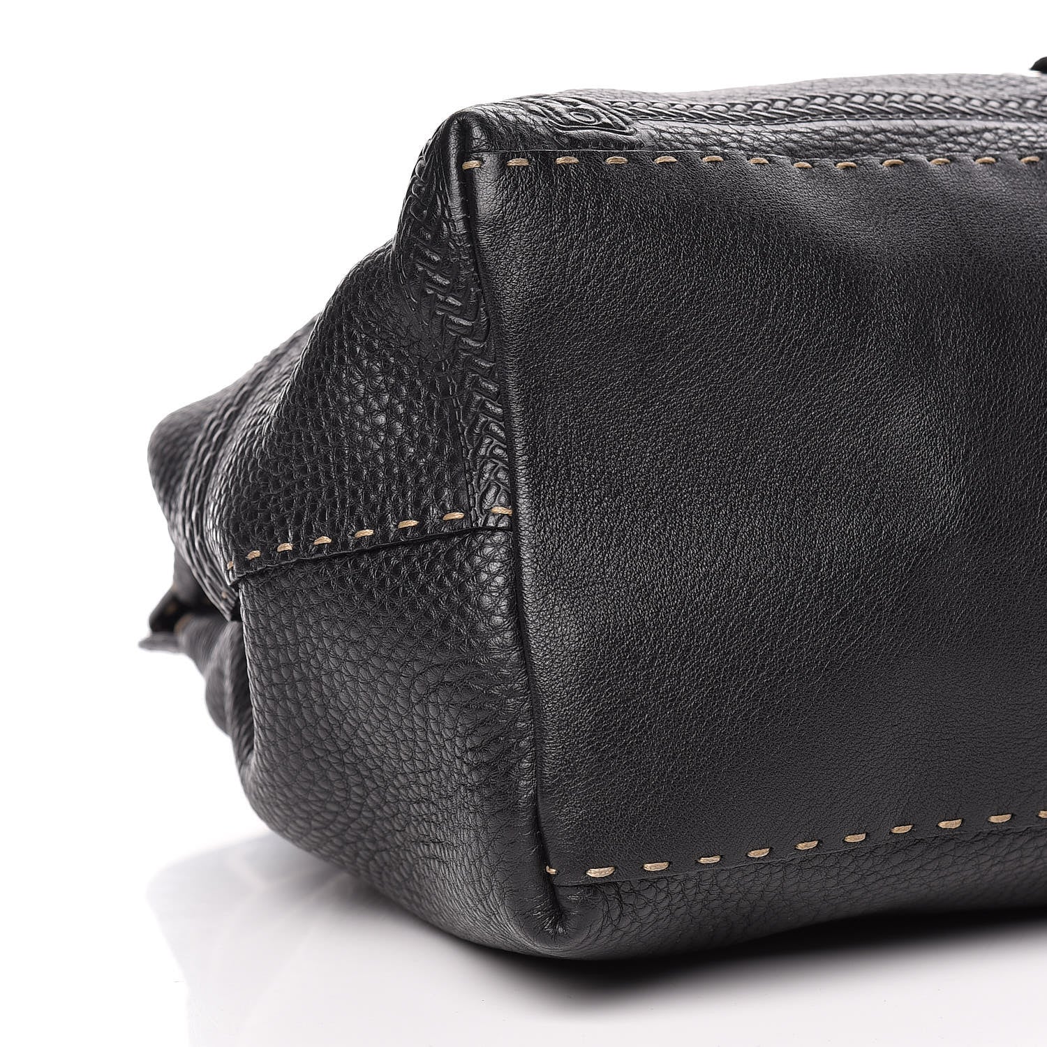 Fendi Calfskin Romano Selleria Large Villa Borghese Tote Black 8 of 9