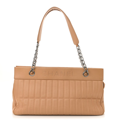 Chanel Calfskin Vertical Quilted Lax East West Shoulder Bag Beige 1 of 14