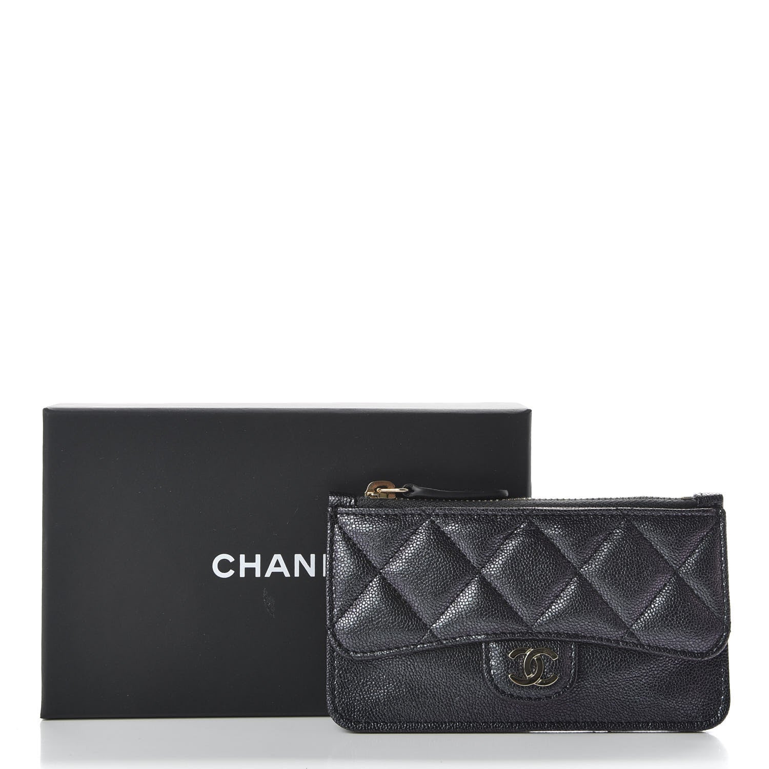 Chanel Iridescent Caviar Quilted Flap Zip Card Holder Black 8 of 8