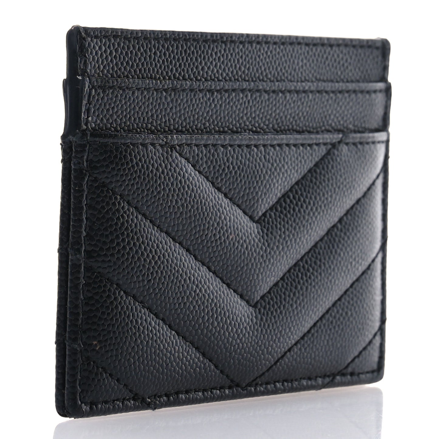 Grain De Poudre Matelasse Chevron Monochrome Monogram Credit Card Case Black