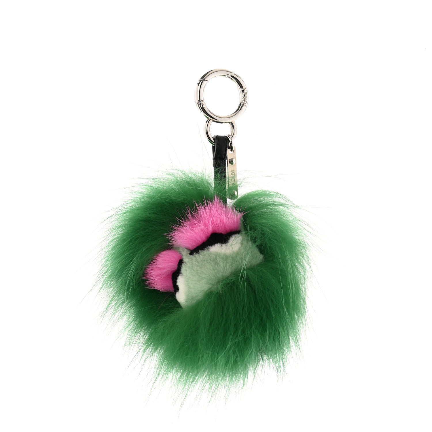 Fendi Fox Mink Rabbit Fur Vitello Dolce Minty Mini Monster Bag Bug Charm Jade Multicolor 1 of 4
