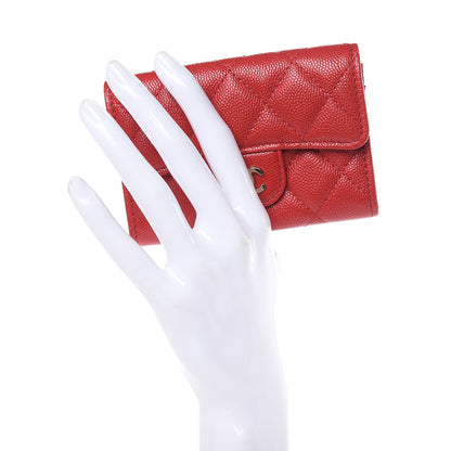 Chanel Caviar Quilted Flap Card Holder Wallet Red 2 of 8