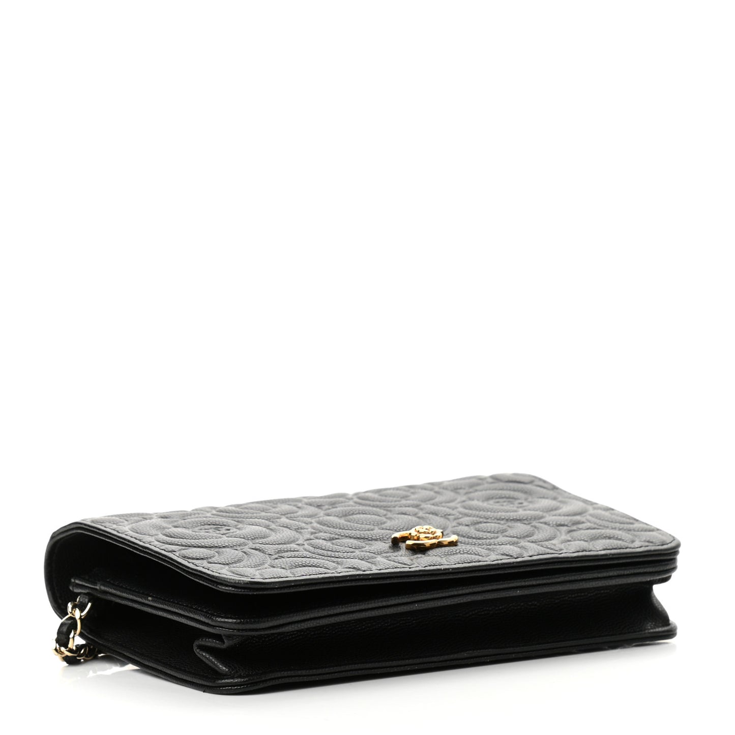 Caviar Camellia Embossed Wallet On Chain WOC Black