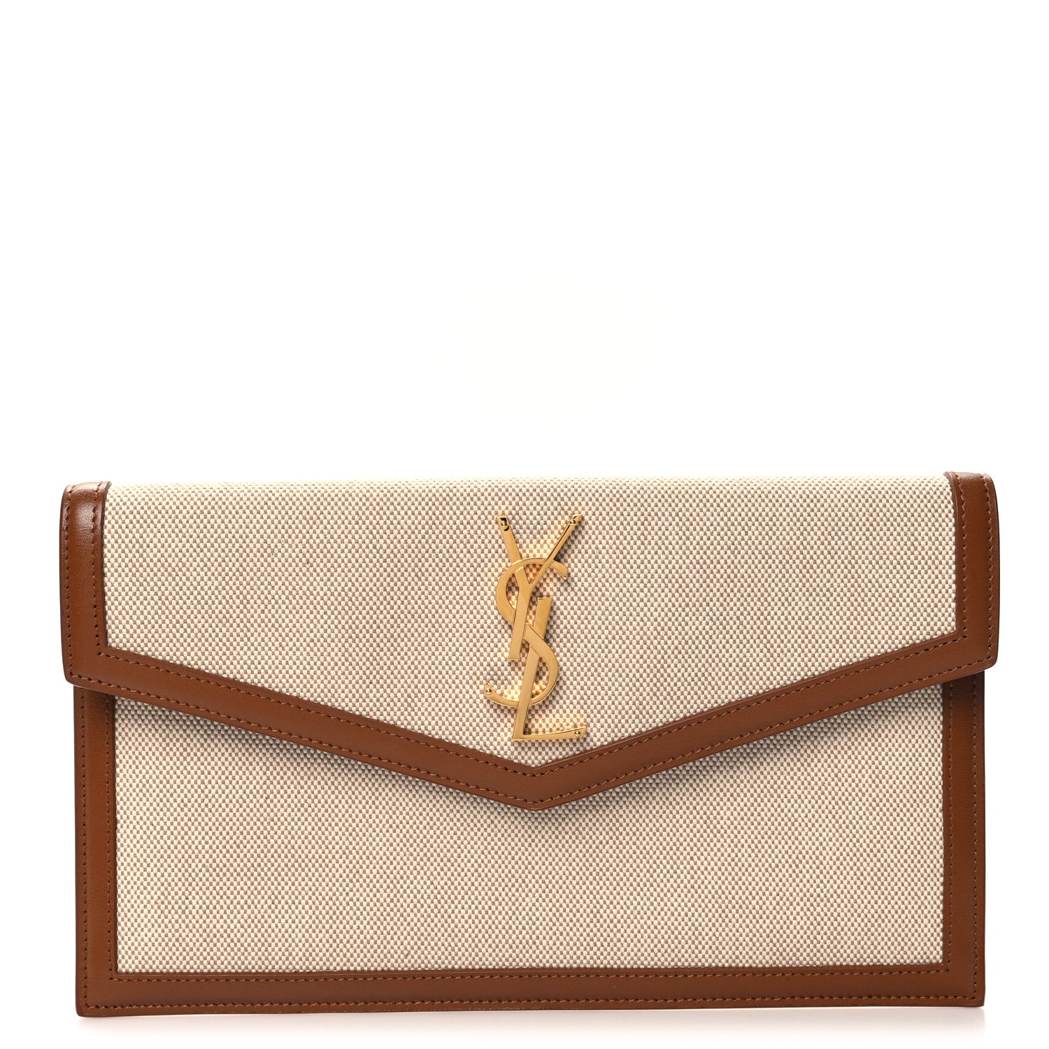 Saint Laurent Canvas Uptown Pouch Natural Beige Brick 1 of 9