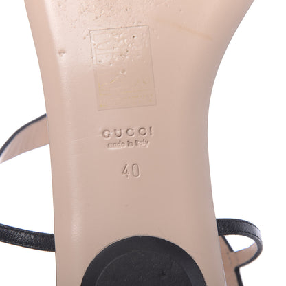 Gucci Calfskin Yoko Snake T-Strap Thong Sandals 40 Black 7 of 9