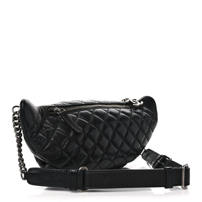 Chanel Lambskin Quilted Banane Waist Bag Fanny Pack Black 3 of 10
