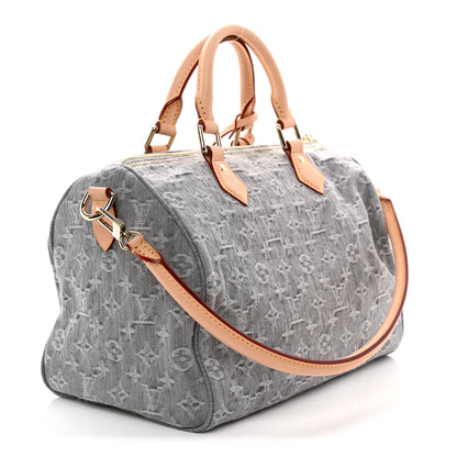 Louis Vuitton Monogram Denim Speedy Soft 30 Washed Gray 3 of 9