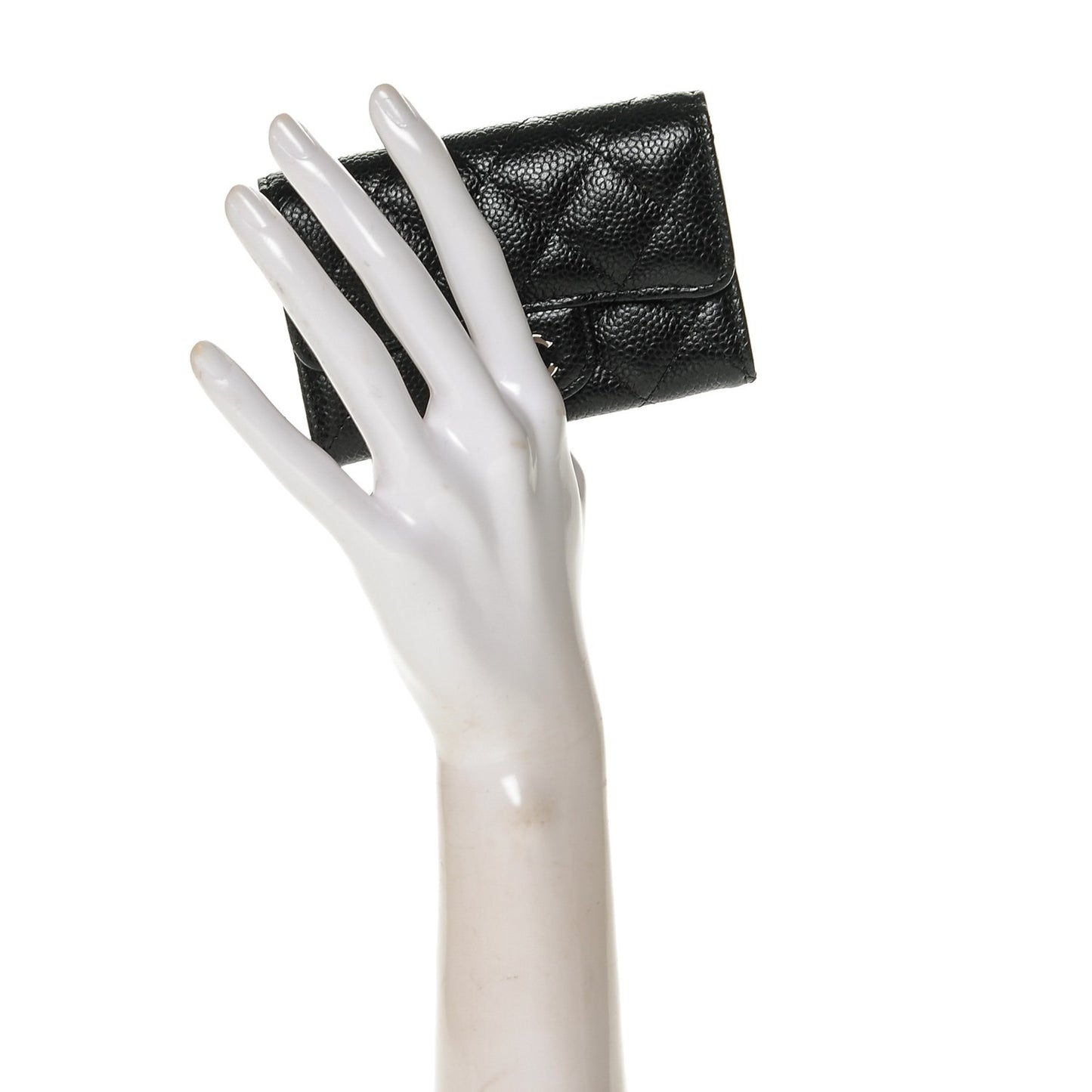 Caviar Quilted Flap Card Holder Black