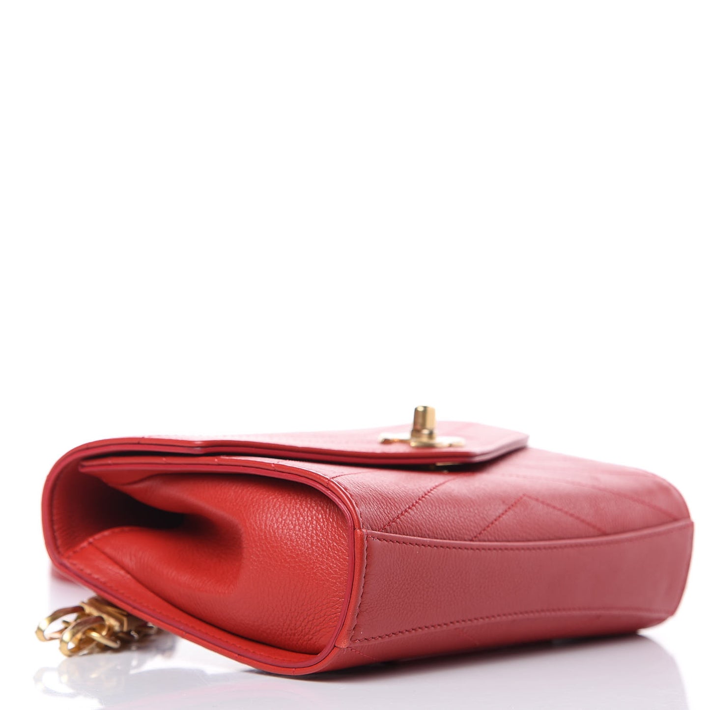 Calfskin Chevron Stitched Coco Waist Bag Red