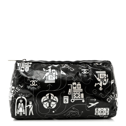 Chanel Coated Canvas Airline Cosmetic Pouch Black White 1 of 8